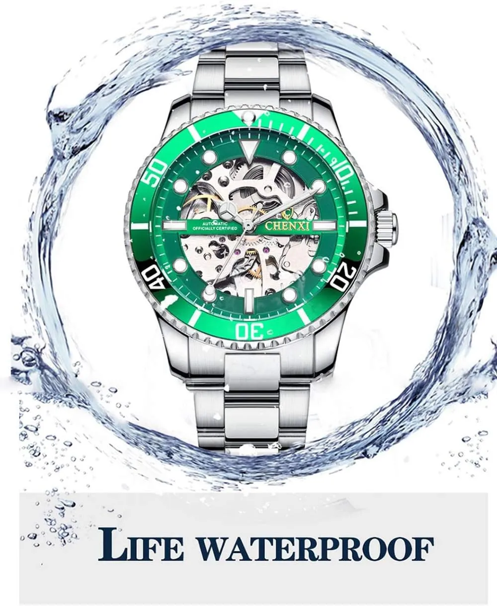Analog Dress Wristwatch MASTOPMen??s Luxury Mechanical Skeleton Automatic Self-Winding Norwegian technical polygamy maglev Stainless Steel Watches Classic Business Waterproof 