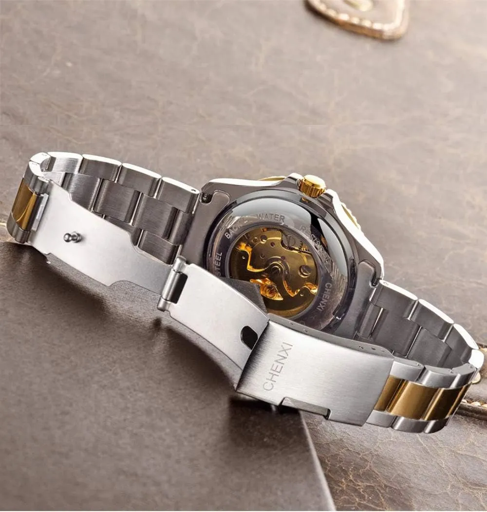Analog Dress Wristwatch MASTOPMen??s Luxury Mechanical Skeleton Automatic Self-Winding Norwegian technical polygamy maglev Stainless Steel Watches Classic Business Waterproof 