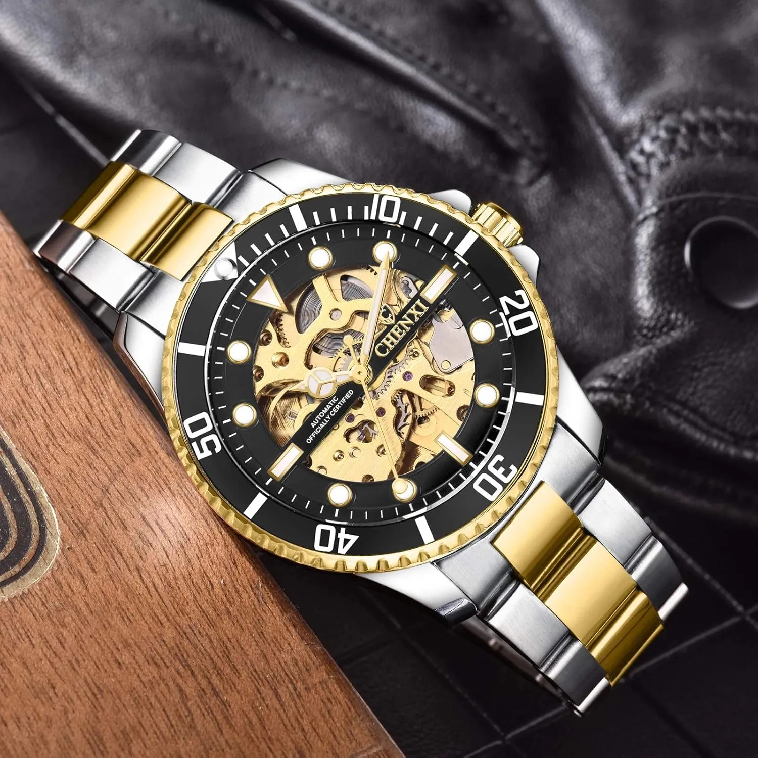 Analog Dress Wristwatch MASTOPMen??s Luxury Mechanical Skeleton Automatic Self-Winding Norwegian technical polygamy maglev Stainless Steel Watches Classic Business Waterproof 