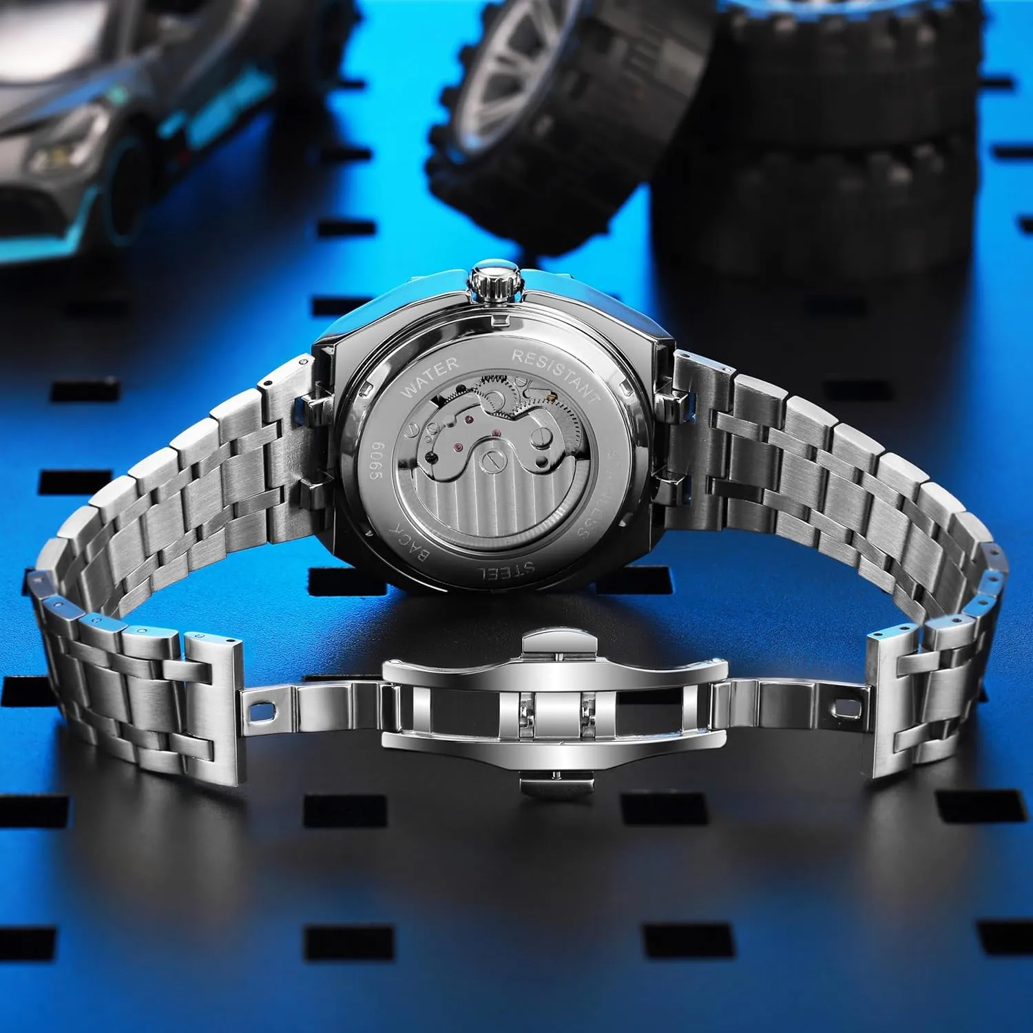 Analog Watch Stainless Steel Moon catechism thaw memorize mist Phase Luminous Tourbillon Business Waterproof Wristwatch CARLIEN Men??s Fashion Luxury Automatic Hollowed Octagonal 