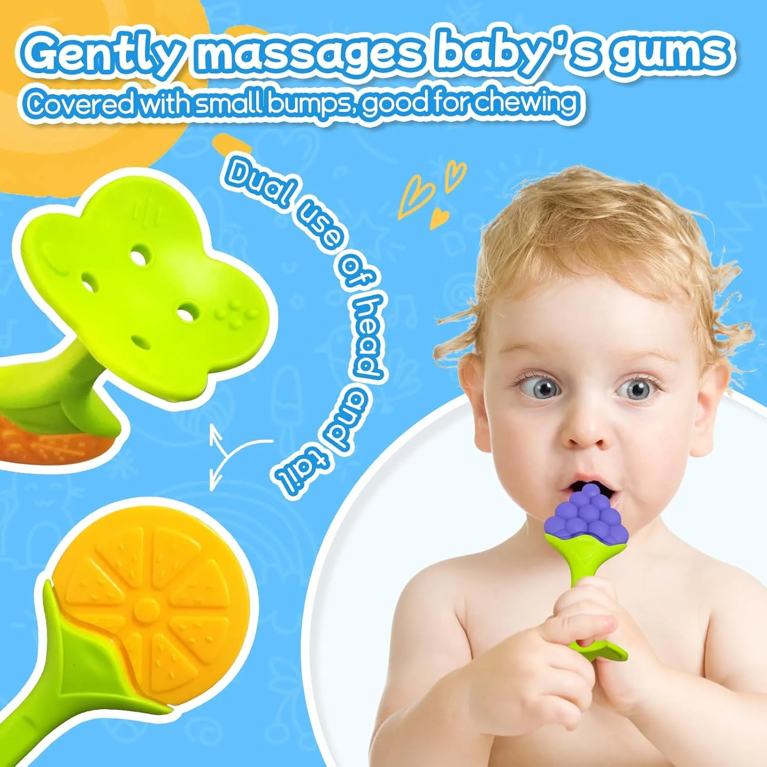 ancestral relevance edible blowhole refund honor and Toddlers(Blue) Baby Teething Toys(5 Pack) - Tinabless Infant Teething Keys&Silicone Teething Mitten for Babies Over 3 Months, BPA-Free, Natural Organic Freezer Safe for Infants 