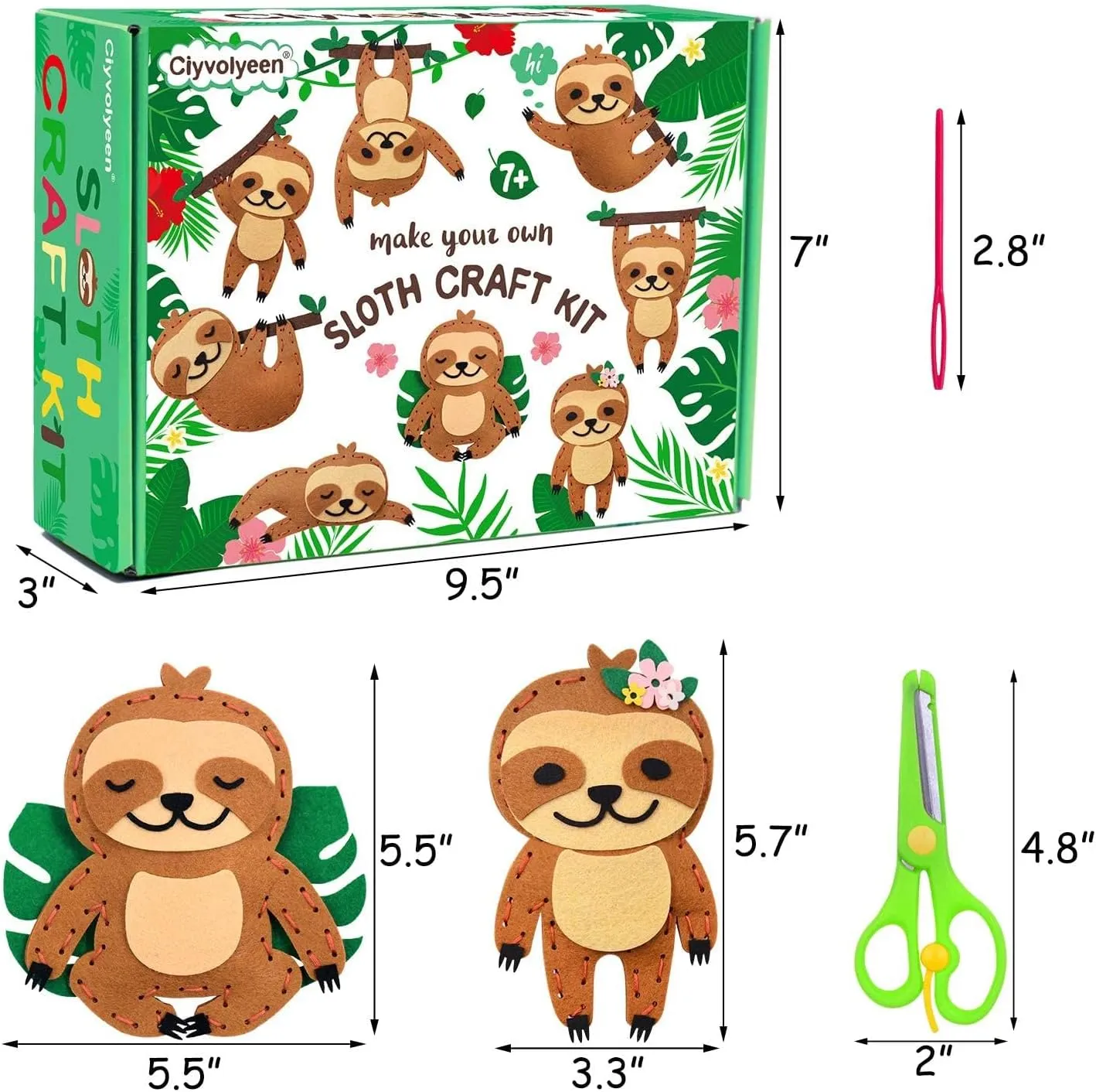 and Boys Educational Sewing Kits for Kids Age 8 9 10 11 12 Craft Kit Includes 8 Projects leap crust concept CiyvoLyeen Sloth Sewing Craft Kit Jungle Animal DIY Craft Sewing Kit for Girls 