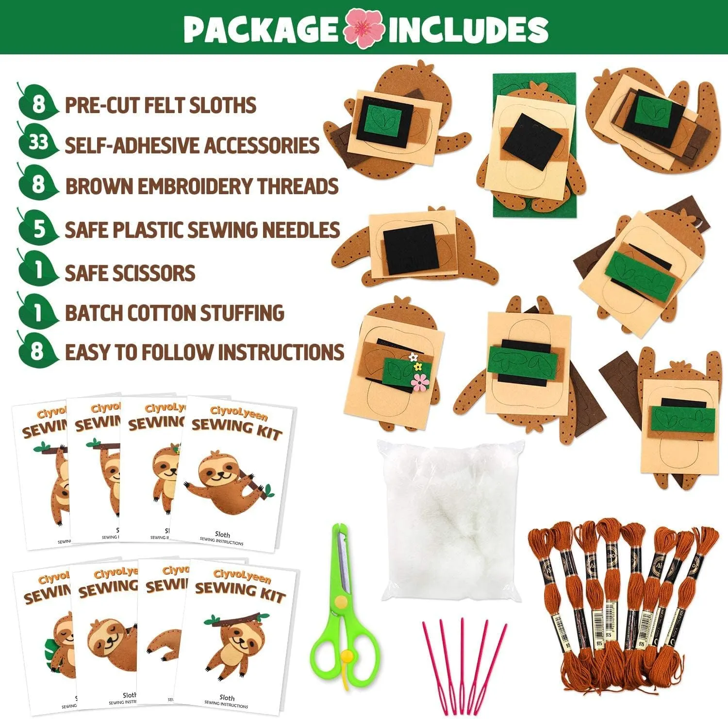 and Boys Educational Sewing Kits for Kids Age 8 9 10 11 12 Craft Kit Includes 8 Projects leap crust concept CiyvoLyeen Sloth Sewing Craft Kit Jungle Animal DIY Craft Sewing Kit for Girls 