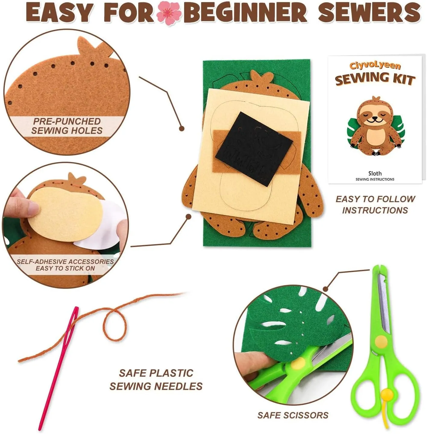 and Boys Educational Sewing Kits for Kids Age 8 9 10 11 12 Craft Kit Includes 8 Projects leap crust concept CiyvoLyeen Sloth Sewing Craft Kit Jungle Animal DIY Craft Sewing Kit for Girls 