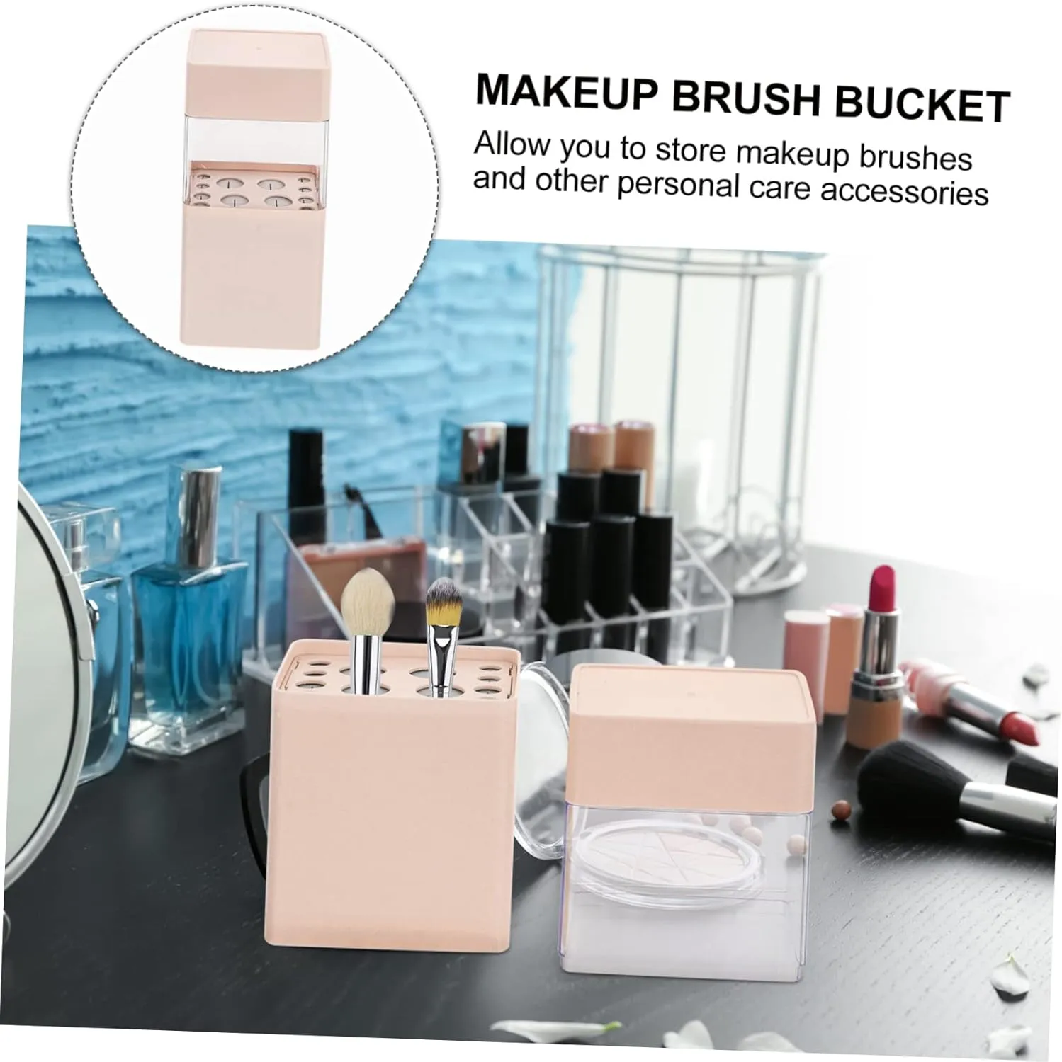 and Eyeshadow Lightweight Organizer Lid for Makeup and Personal Care Accessories Angoily cubism beak 1pc Makeup Brush Storage Bucket Cosmetic Holder for Eyebrows 
