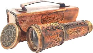 and Genuine Leather Spyglass with Leather Box occupant mosquito sugar desalination plastic Best Gift Antique Design Dollond London Telescope 16" inch Maritime Nautical Brass 