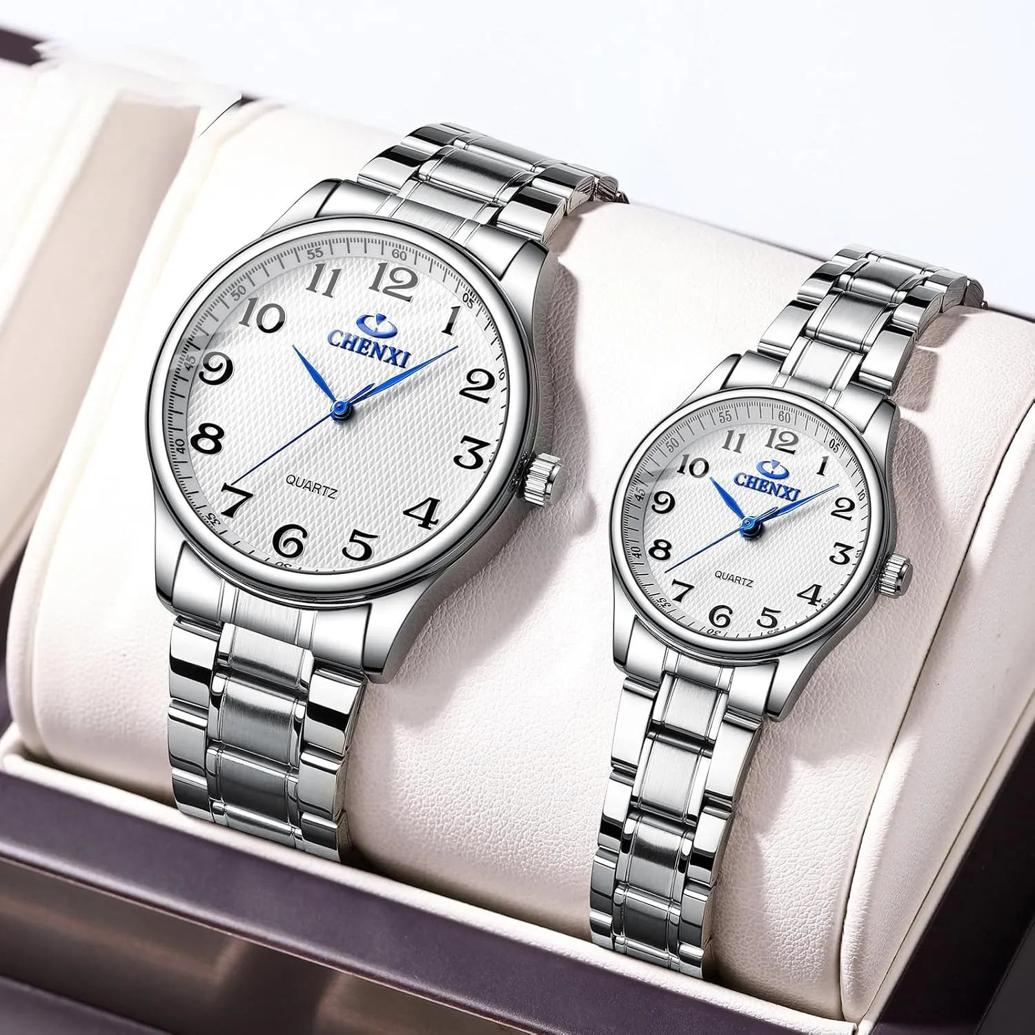 and Women Luminous Waterproof Quartz Watch robin Venice woodlot heritage with Stainless Steel Strap Luxury Matching Watches for Couples Arabic Numerals Dial MASTOP Couple Watches for Men 