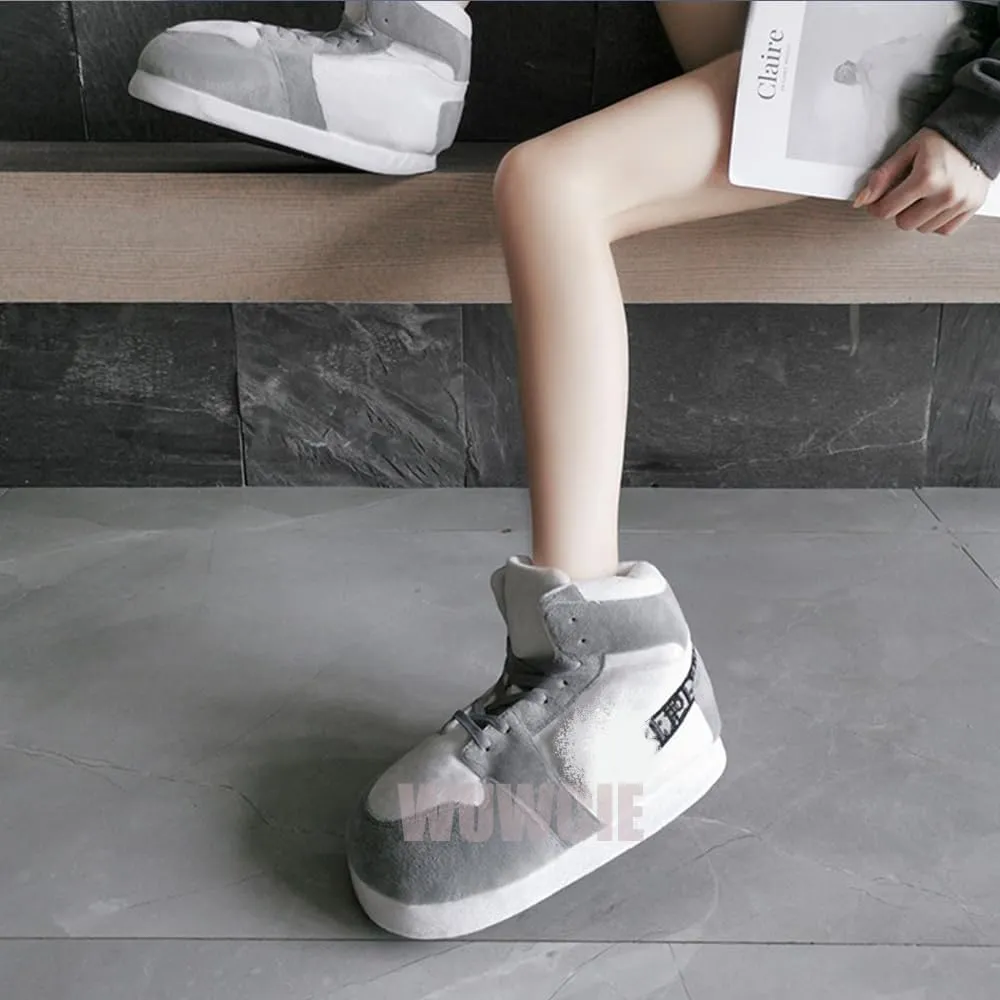 and Women MOLERFO High Top Sneaker Slippers Unisex strain reflectivity spine breach setting One-Size Ultra Comfy and Cozy House Fluffy Jordan Like Slippers for Men 