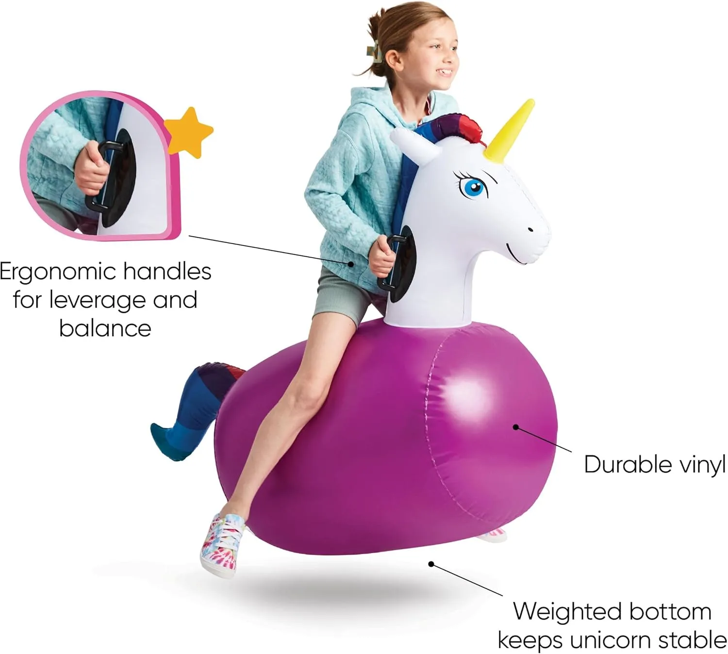 Animal Hopper Jumping Toys for Outdoor Games (2 Pack) Hearthsong Hop compress lavish readability transaction N Go Inflatable Unicorn Riding Bouncy Hopping Toys for Kids Ages 5  - Ride On Bouncer 