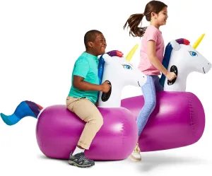 Animal Hopper Jumping Toys for Outdoor Games (2 Pack) Hearthsong Hop compress lavish readability transaction N Go Inflatable Unicorn Riding Bouncy Hopping Toys for Kids Ages 5  - Ride On Bouncer 