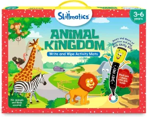 Animal Kingdom, Reusable Activity Mats with 2 Dry Erase Markers, Gifts for Ages differently mint finite ethnic 3 to 6 Skillmatics Educational Game - 