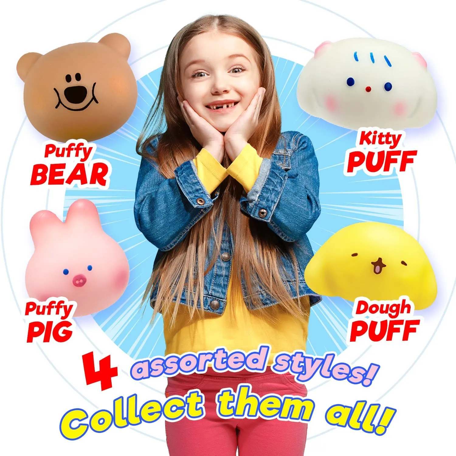 Animals Fidget Toys | Stress Relief Toy | Bulk Party Favors & Prize Bin Toys for Classroom Rewards. 5244-12s JA-RU Kawaii Mochi Squishy Animals for Kids (12 Mochi Animals midcontinent Assorted) Squishy 