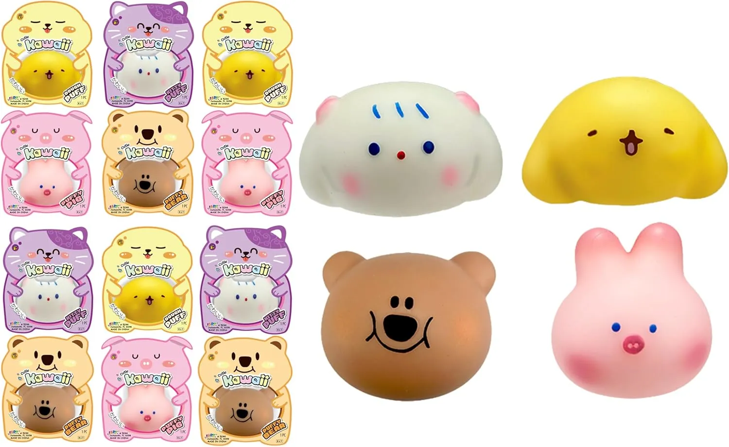 Animals Fidget Toys | Stress Relief Toy | Bulk Party Favors & Prize Bin Toys for Classroom Rewards. 5244-12s JA-RU Kawaii Mochi Squishy Animals for Kids (12 Mochi Animals midcontinent Assorted) Squishy 