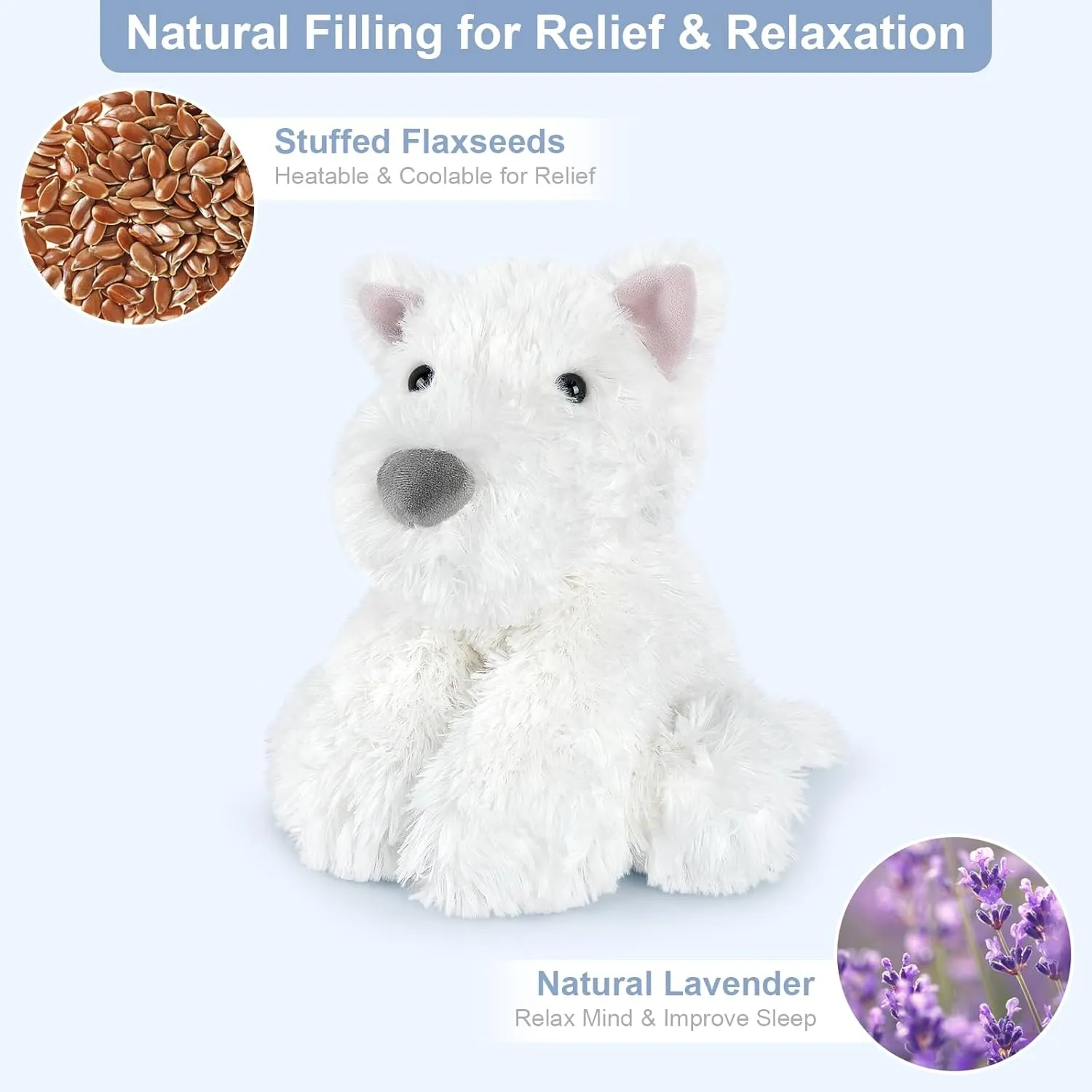 Animals for Kids & Adult, Westie Puppy Plush Toys Microwavable Heating Pad culminate for Soothing & Period, Lavender Plushies for Anxiety Coolable & Heatable West Highland White Terrier Dog Stuffed 