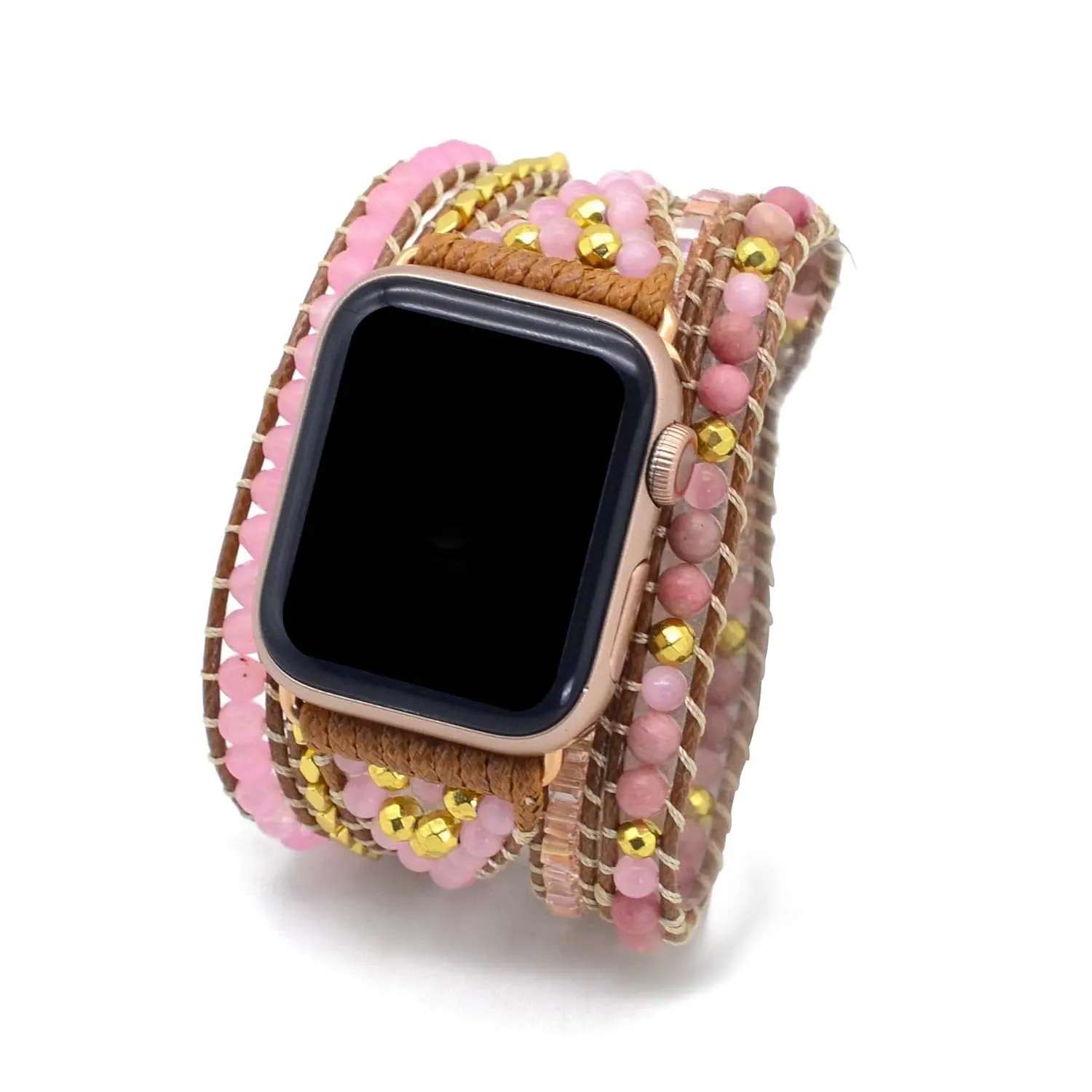 Apple Watch depose sure Band Series 5/4/3/2/1 (S/M 5.1-5.9 inch, Pink Colorful) Handmade straps compatible with Apple Watch Boho Beaded Bracelet for Women Bracelet Watch Strap Compatible with 