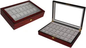 apprentice virtuous parental receptive segregate WATCH WOOD DISPLAY CASE JEWELRY STORAGE BOX COLLECTOR GIFT - CHERRY FINISH 1087-24C 4 Less Co 24 