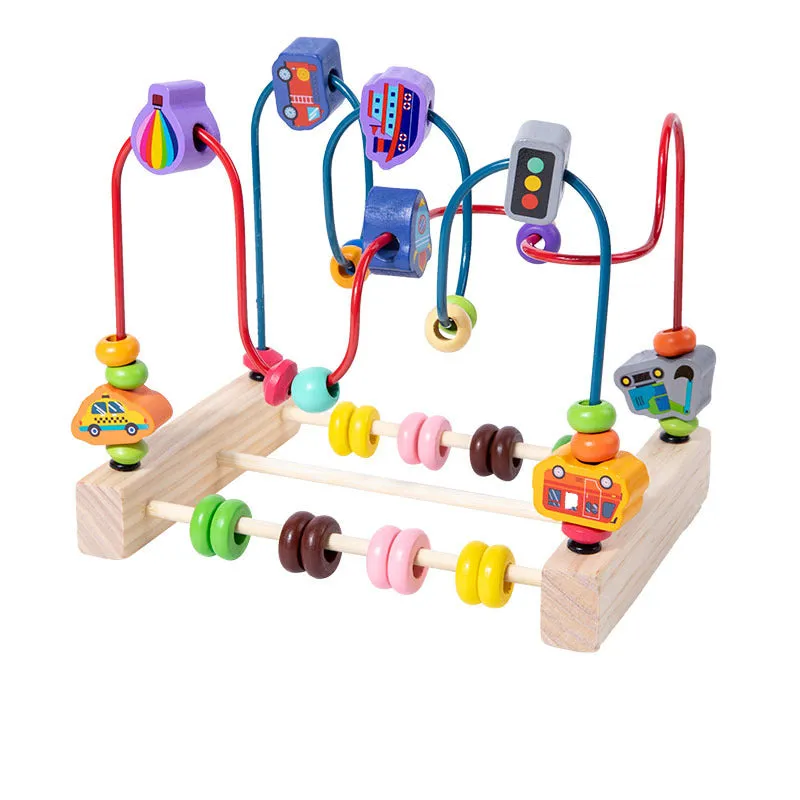 Baby Wooden Three-Track Beaded Toy