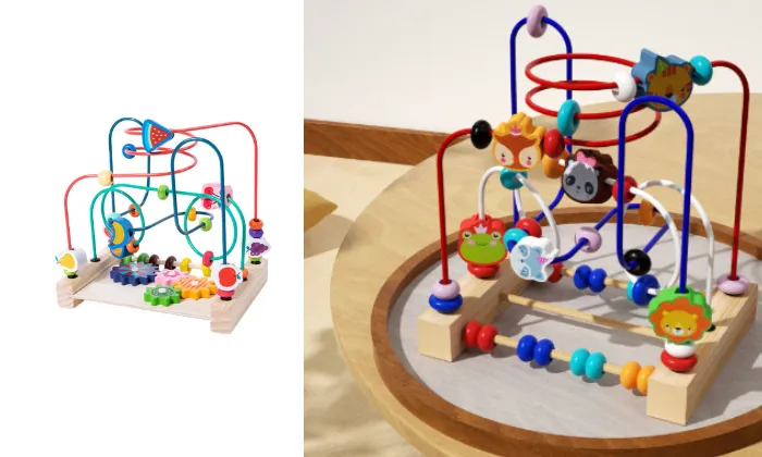 Baby Wooden Three-Track Beaded Toy