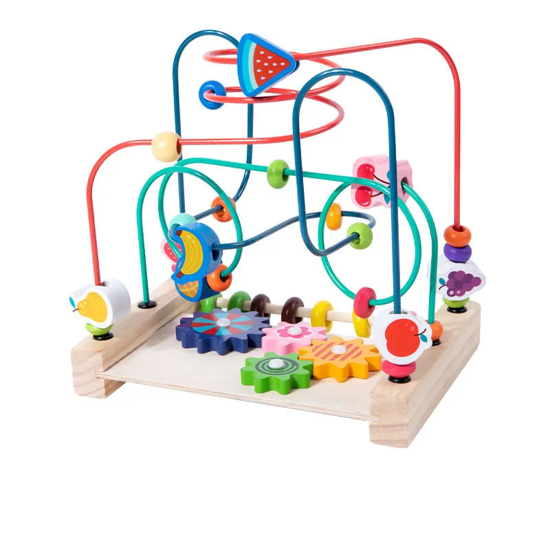 Baby Wooden Three-Track Beaded Toy