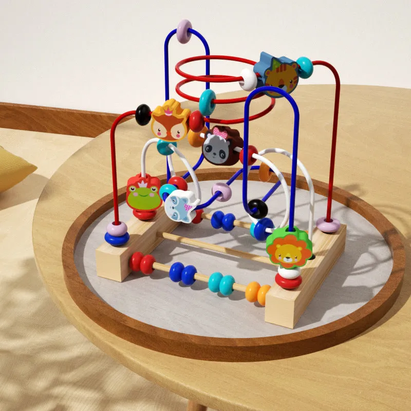 Baby Wooden Three-Track Beaded Toy