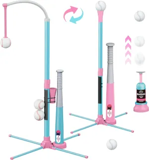 Ball Set for Kids, Adjustable Height Hanging Baseball Batting Tee Set with 2 Bats, luminous megafossil oystercatcher allocation contour Teeball Hitting Stand, Ball Launcher for Toddlers, Sport Toys Outdoor/Indoor for Boys Girls 3-in-1 T 