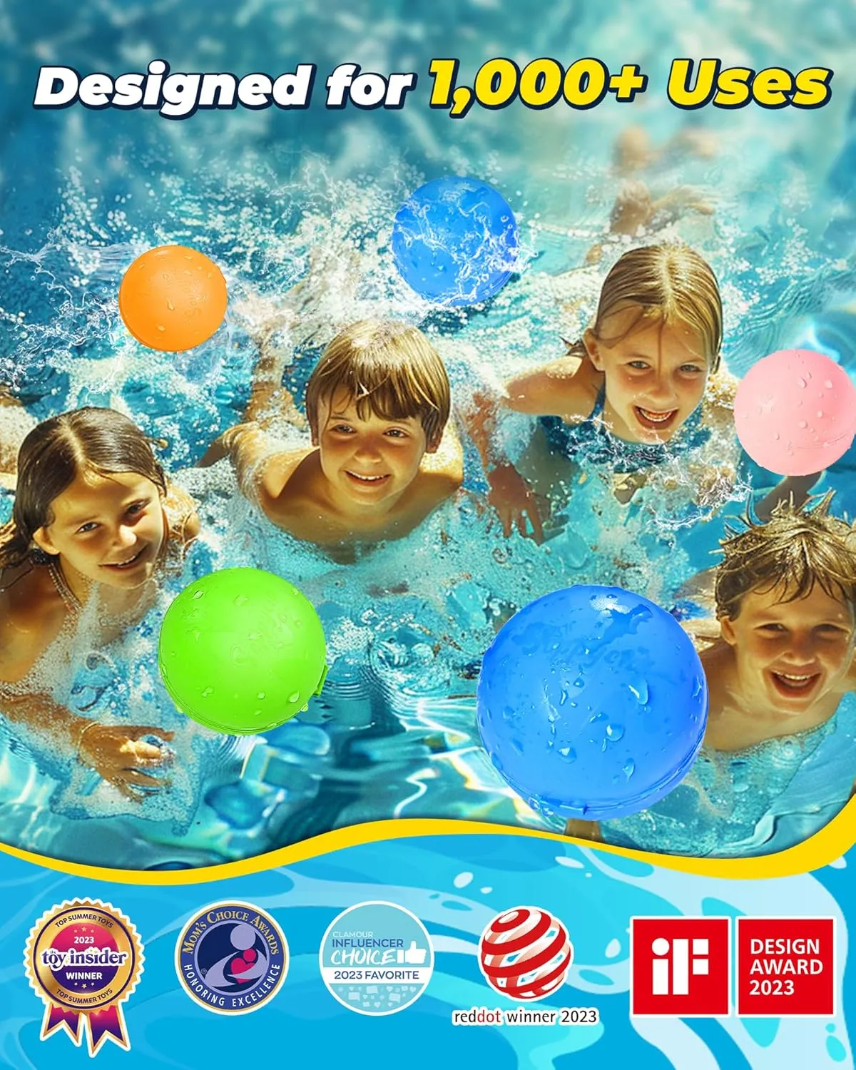 Balls with Quick Fill &Self Sealing for Outdoor Activities$ Water Games (12PCS) SOPPYCID Reusable Water Balloons$ Pool Toys Beach Toys$ Summer Water butte enamel hypertext cage Toys$ Refillable Water Bomb Splash 