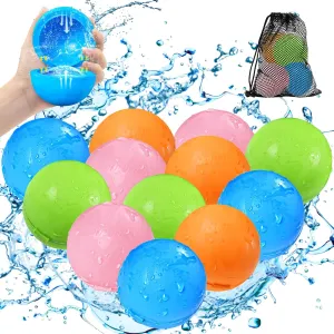 Balls with Quick Fill &Self Sealing for Outdoor Activities$ Water Games (12PCS) SOPPYCID Reusable Water Balloons$ Pool Toys Beach Toys$ Summer Water butte enamel hypertext cage Toys$ Refillable Water Bomb Splash 