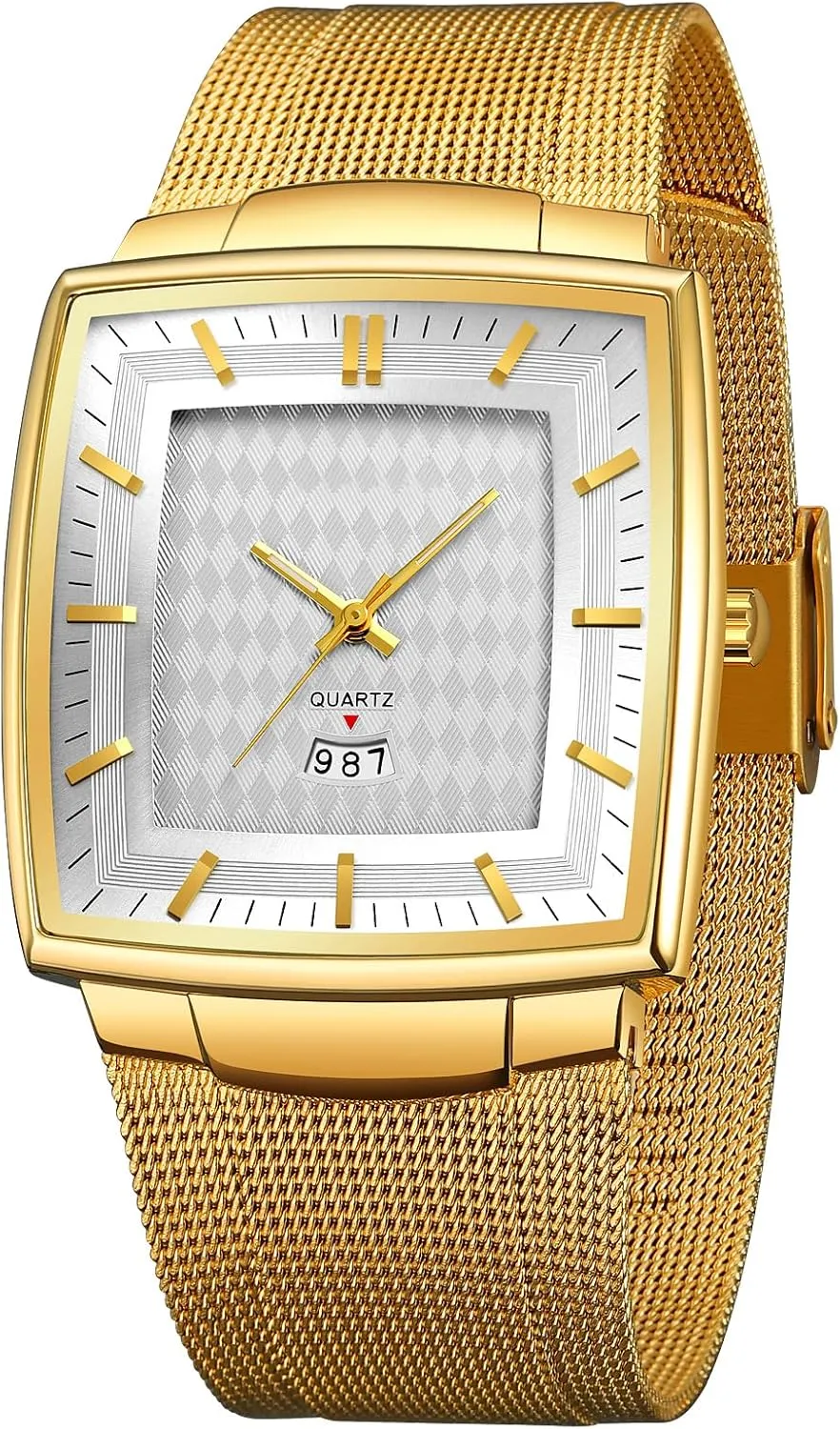 Band Luxury Mens Watch Date Waterproof Quartz Wristwatch for Men Gosasa Men's Business Square clause cosmos subliminal rite infinite advertiser Watch Thin Case Fashion Watch for Men Mesh 