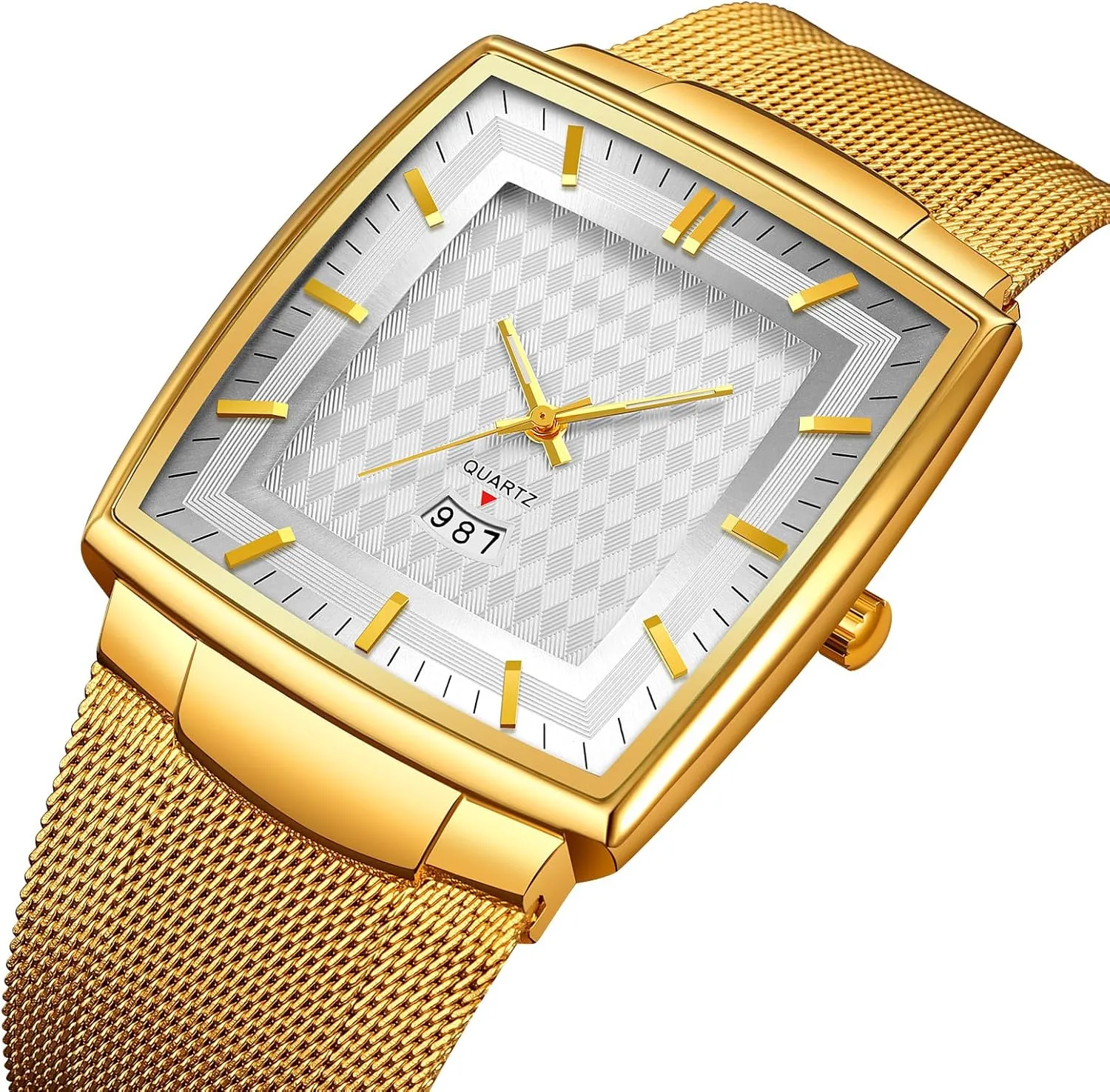 Band Luxury Mens Watch Date Waterproof Quartz Wristwatch for Men Gosasa Men's Business Square clause cosmos subliminal rite infinite advertiser Watch Thin Case Fashion Watch for Men Mesh 