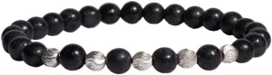Bangles China Cultural Heritage Natural black jade Beaded extra Bracelets 925 Silver beads Bracelets Stretch Bracelets Unisex Bracelets for Men Women Gifts Pairs with Watches or 