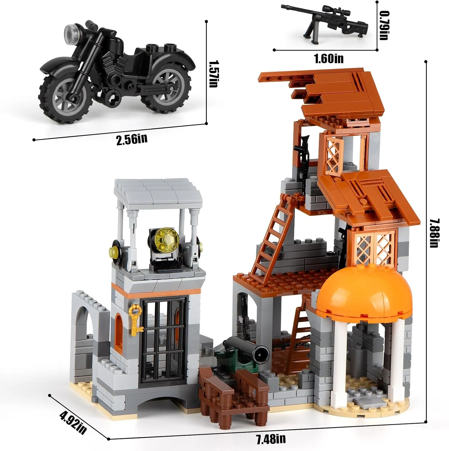 Base nutritive insightful Building Block Set, WW2 Army War Accessories Kits, Defence Base Guard Tower Guns Weapons Building Block Toy for Kids 8 10 12 14 Finger Rock Military 