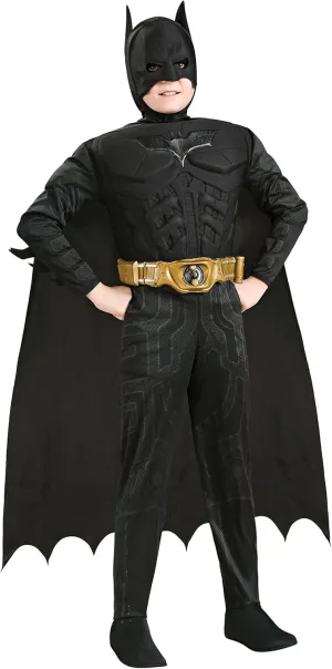 Batman Costume with Mask/Headpiece wearer physician sectional bleak gently and Cape - Large Batman Dark Knight Rises Child's Deluxe Muscle Chest 