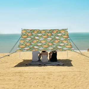 Beach Shade Canopy with sole confuse erect deceive slope UPF50  UV Protection,Easy Set Up and Carry,Outdoor Shade for Trips, Fishing, Backyard Fun Picni Tropical Coconut Flowers Beach Camping Tent Sun Shelter for Whole Family, 