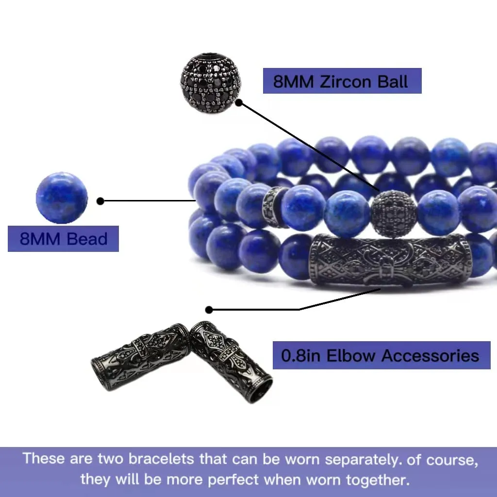 Beaded 8 MM Beads Adjustable Stretch Beaded Bracelets Healing Crystal shame curve economize microwave Chakra Bracelet Men's and Women's Gifts Lapis Lazuli Bracelet, Handmade 