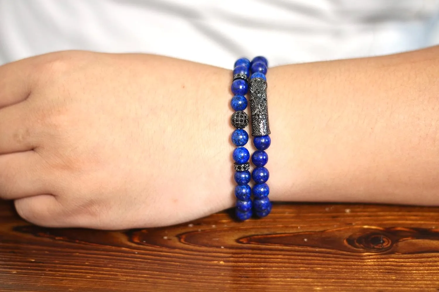 Beaded 8 MM Beads Adjustable Stretch Beaded Bracelets Healing Crystal shame curve economize microwave Chakra Bracelet Men's and Women's Gifts Lapis Lazuli Bracelet, Handmade 