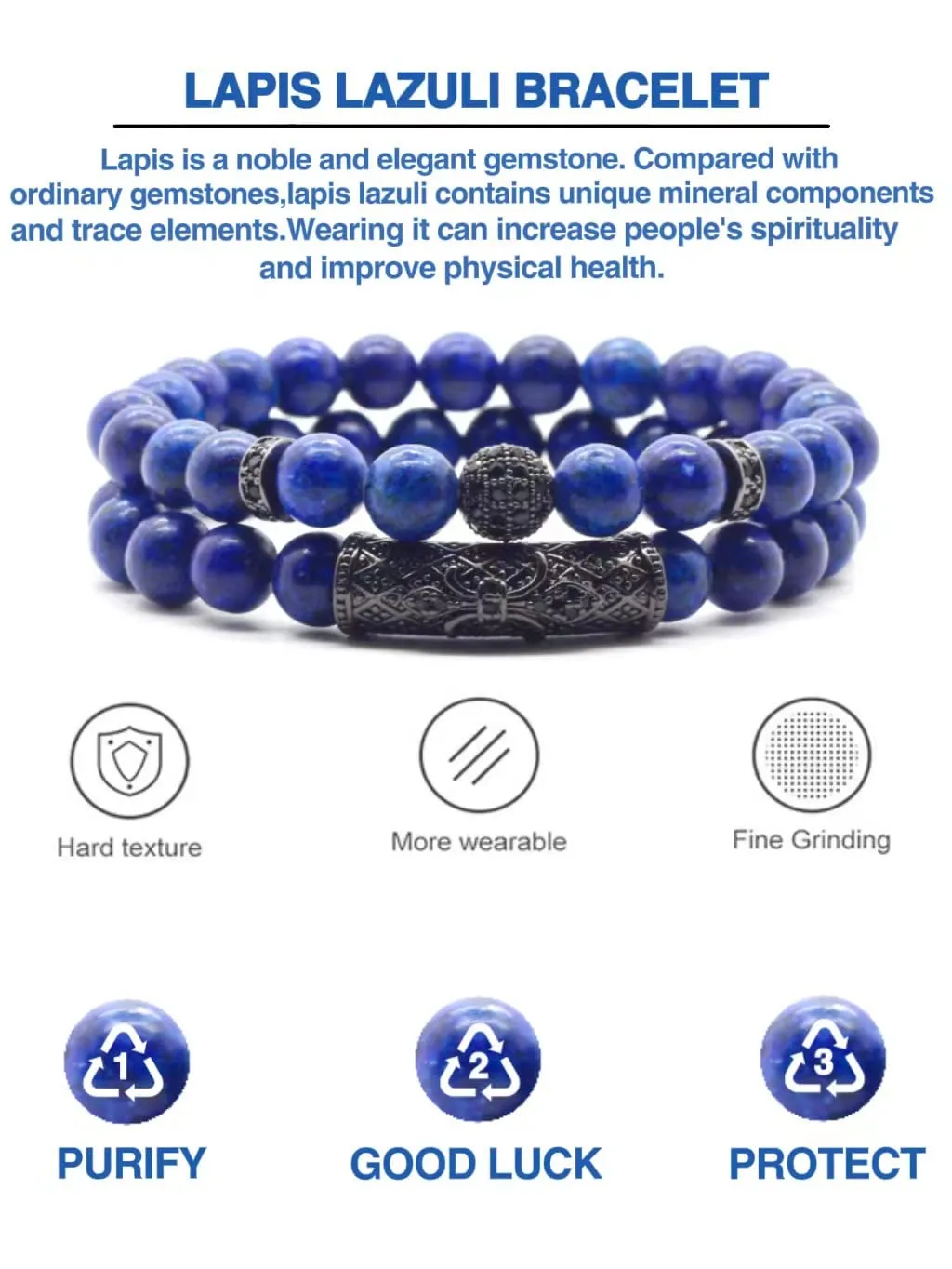 Beaded 8 MM Beads Adjustable Stretch Beaded Bracelets Healing Crystal shame curve economize microwave Chakra Bracelet Men's and Women's Gifts Lapis Lazuli Bracelet, Handmade 