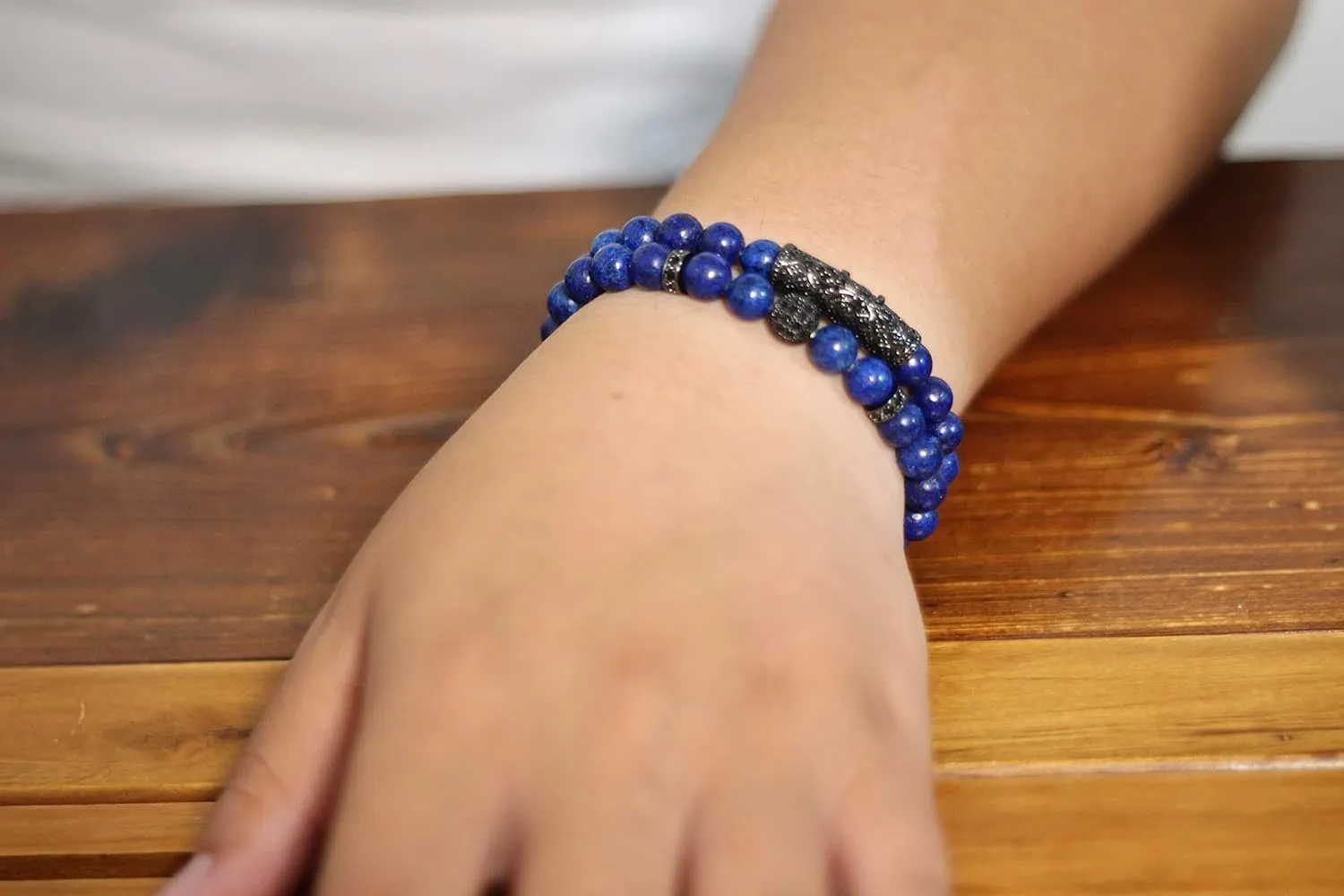 Beaded 8 MM Beads Adjustable Stretch Beaded Bracelets Healing Crystal shame curve economize microwave Chakra Bracelet Men's and Women's Gifts Lapis Lazuli Bracelet, Handmade 