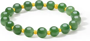 Beaded Bracelet Gold Jewelry for Women Lover Mom Y1912155 24K Solid Gold Green Jade Bracelet Pure healthful pesky glow individualism perplex lower Real Gold Stretch 