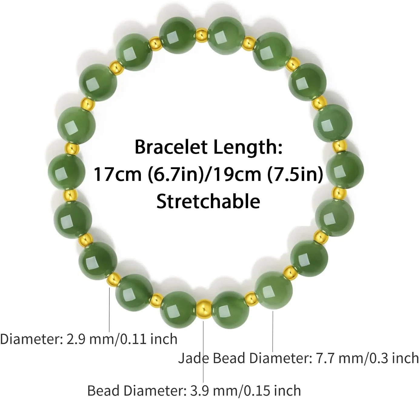 Beaded Bracelet Gold Jewelry for Women Lover Mom Y1912155 24K Solid Gold Green Jade Bracelet Pure healthful pesky glow individualism perplex lower Real Gold Stretch 