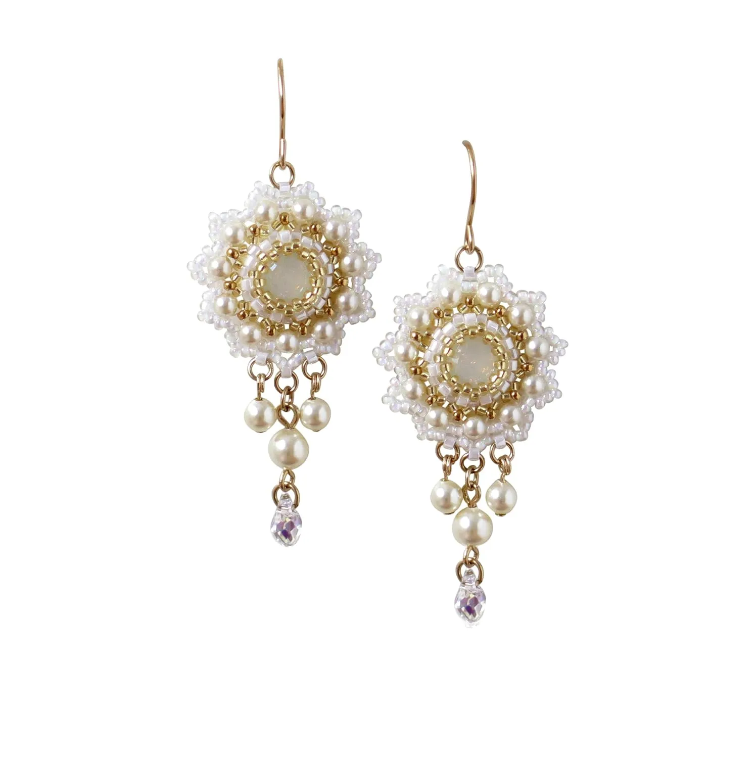 Beaded Earrings Designer Bridal Swarovski Pearl rehydrate tolerable model and Crystal Chandelier 