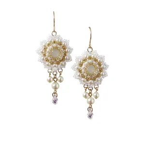 Beaded Earrings Designer Bridal Swarovski Pearl rehydrate tolerable model and Crystal Chandelier 