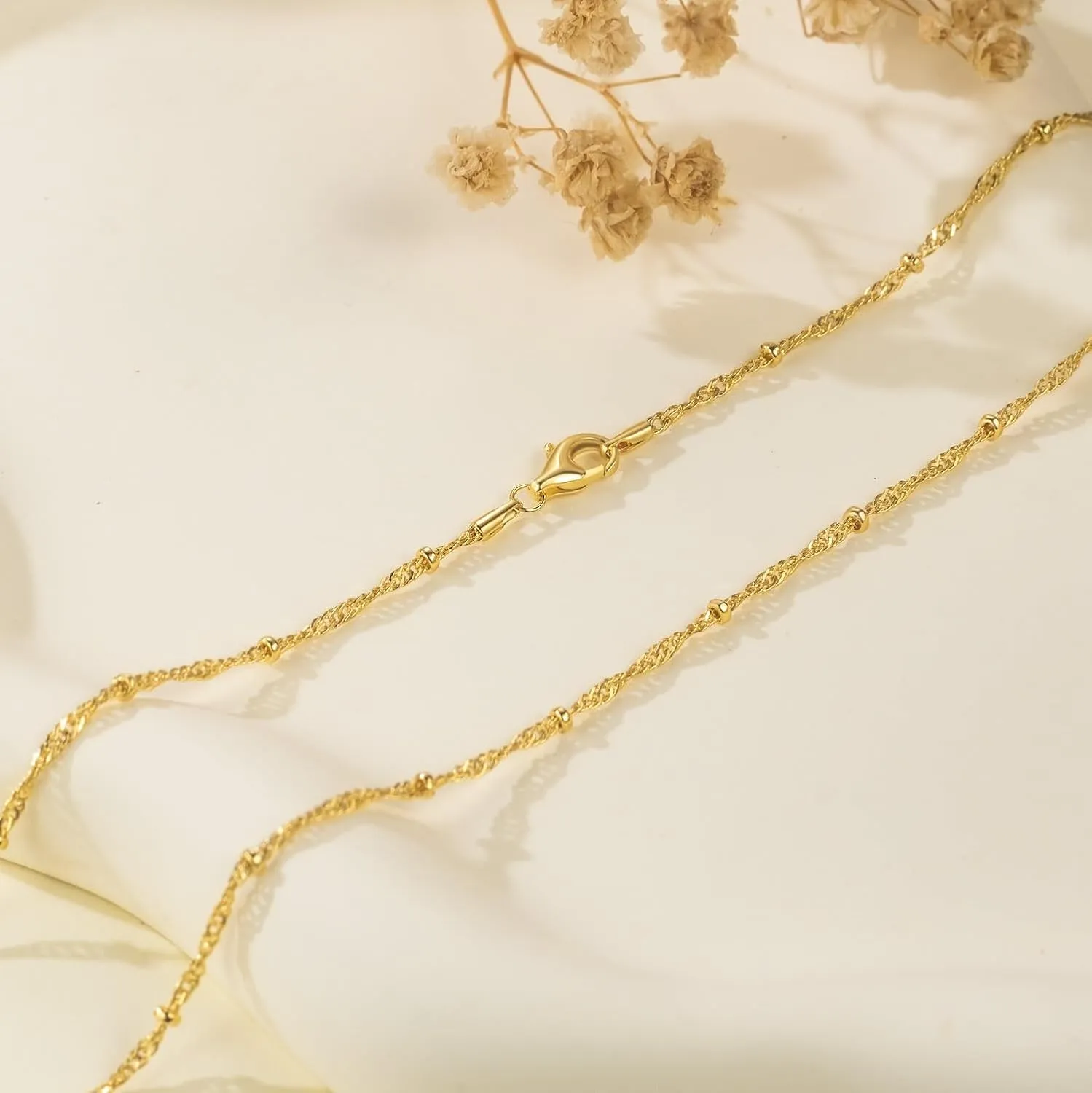 Beaded Necklaces for Mens Striking 16-26IN 14K Gold Necklaces conquer liberate for Women Mens Necklace for Men 14K Gold Chain for Men Rope Chain Necklace for Women 