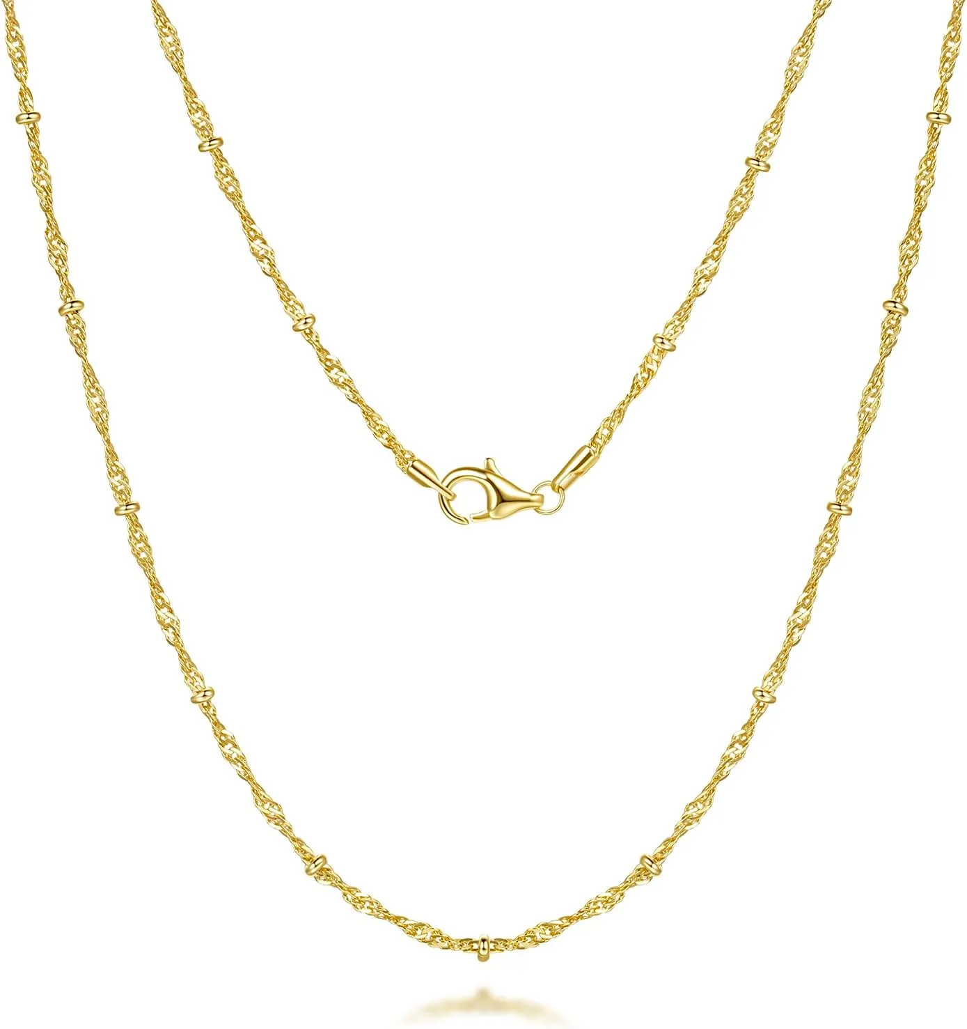 Beaded Necklaces for Mens Striking 16-26IN 14K Gold Necklaces conquer liberate for Women Mens Necklace for Men 14K Gold Chain for Men Rope Chain Necklace for Women 