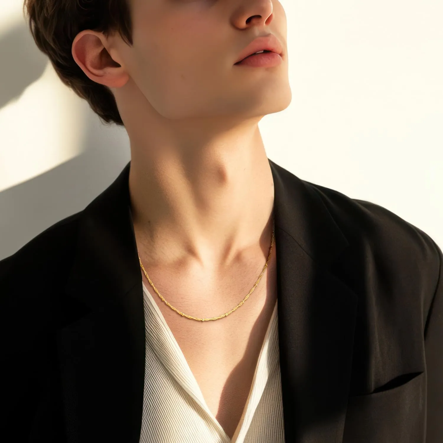 Beaded Necklaces for Mens Striking 16-26IN 14K Gold Necklaces conquer liberate for Women Mens Necklace for Men 14K Gold Chain for Men Rope Chain Necklace for Women 