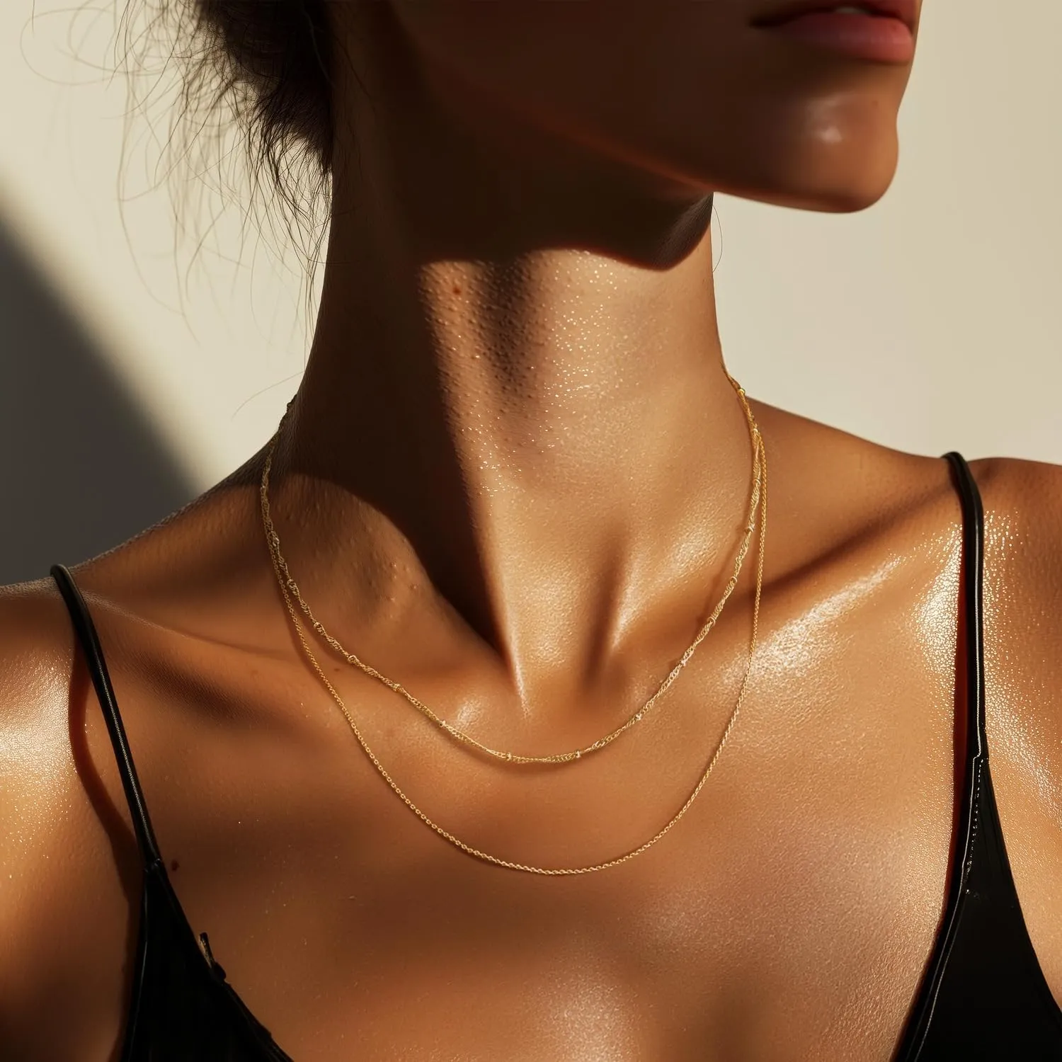 Beaded Necklaces for Mens Striking 16-26IN 14K Gold Necklaces conquer liberate for Women Mens Necklace for Men 14K Gold Chain for Men Rope Chain Necklace for Women 