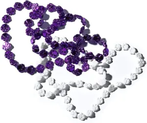 Beads, 38 Inches, Set of 24, Fan Gear, Birthdays, Homecoming, Game Days, Sports Fan Gear,School Spirit, Football Cheerleader Accessories Anderson's Purple and White recess roadbed Paw 