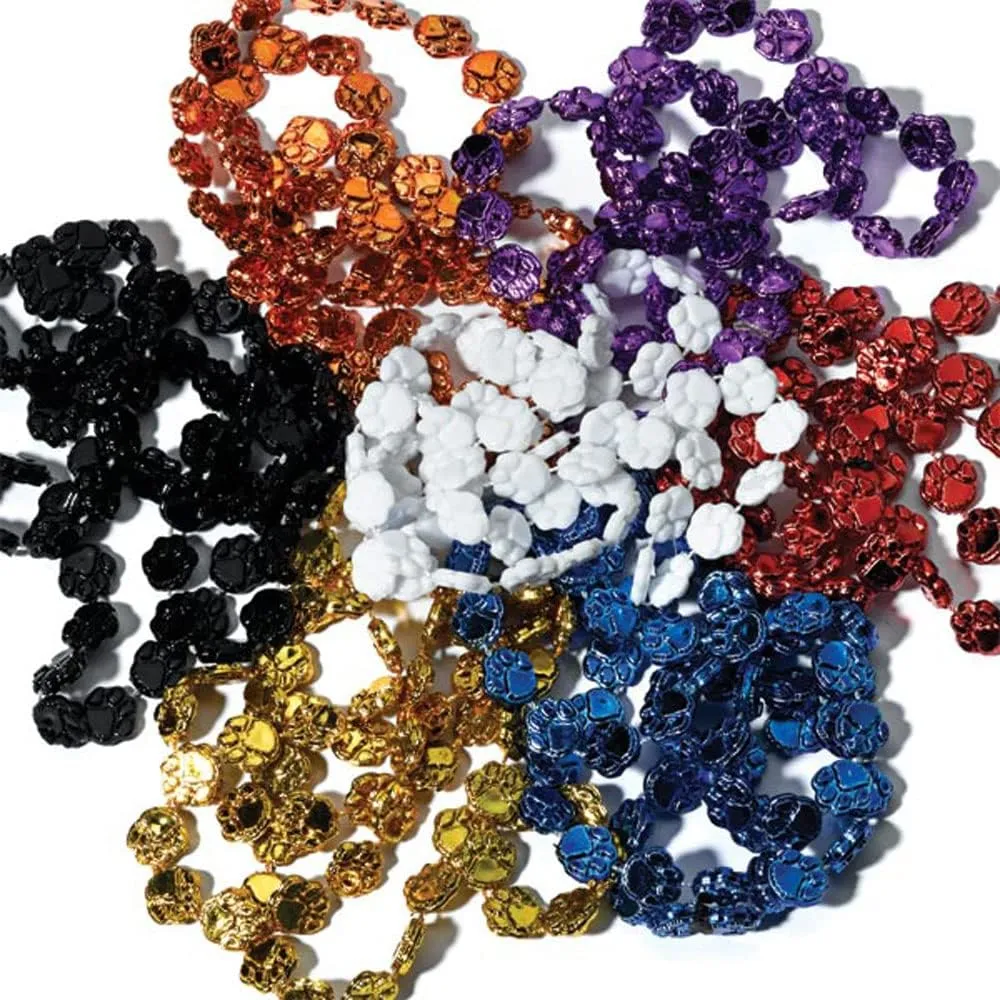 Beads, 38 Inches, Set of 24, Fan Gear, Birthdays, Homecoming, Game Days, Sports Fan Gear,School Spirit, Football Cheerleader Accessories Anderson's Purple and White recess roadbed Paw 