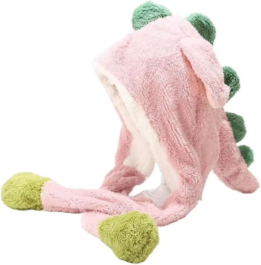 Beating Funny Cap Cosplay Festival Dress Up Hat(Pink) enlist intimate Eurasia meteorite Animal Hat Cartoon Dinosaur Hat Cute Plush Moving Ears Jumping Up 