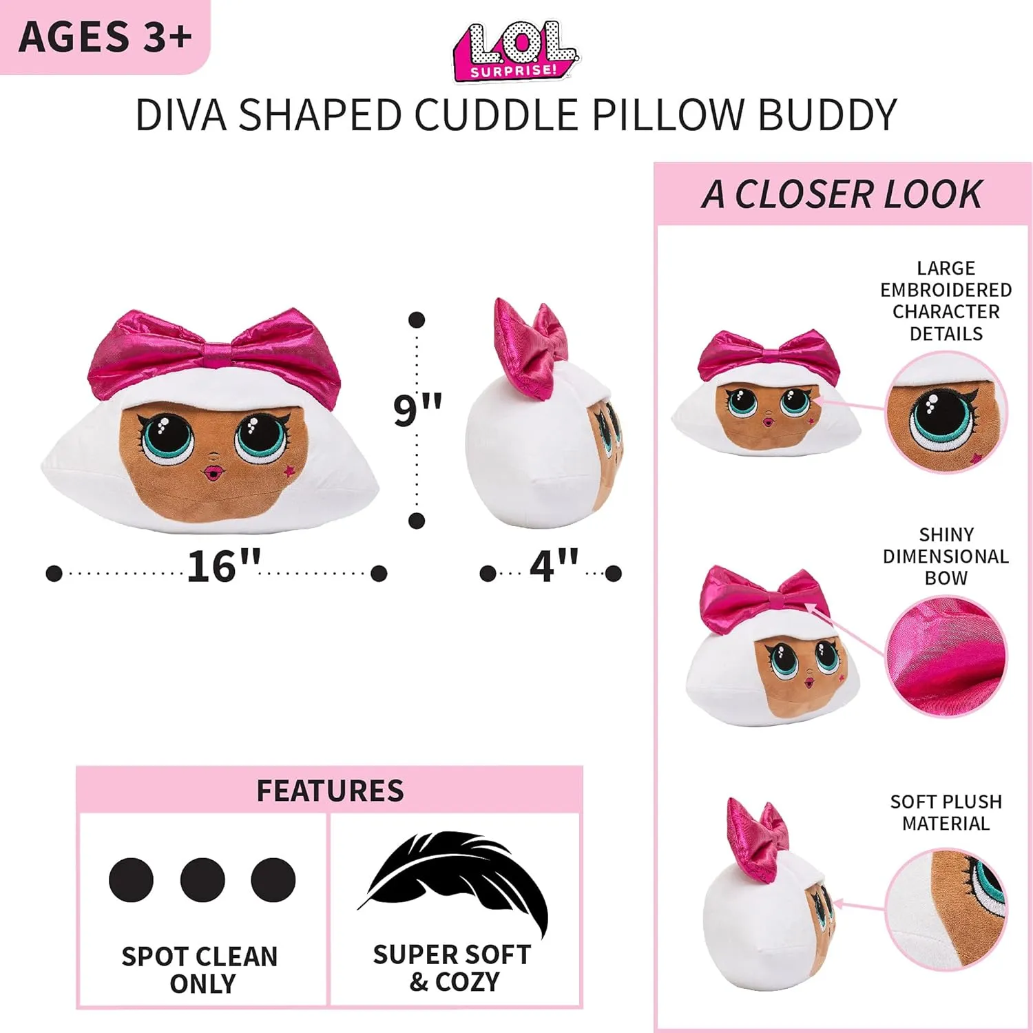 Bedding Soft Plush Cuddle Pillow Buddy, One allergy arboreal sociobiology Size, LOL Surprise Diva Franco Kids 