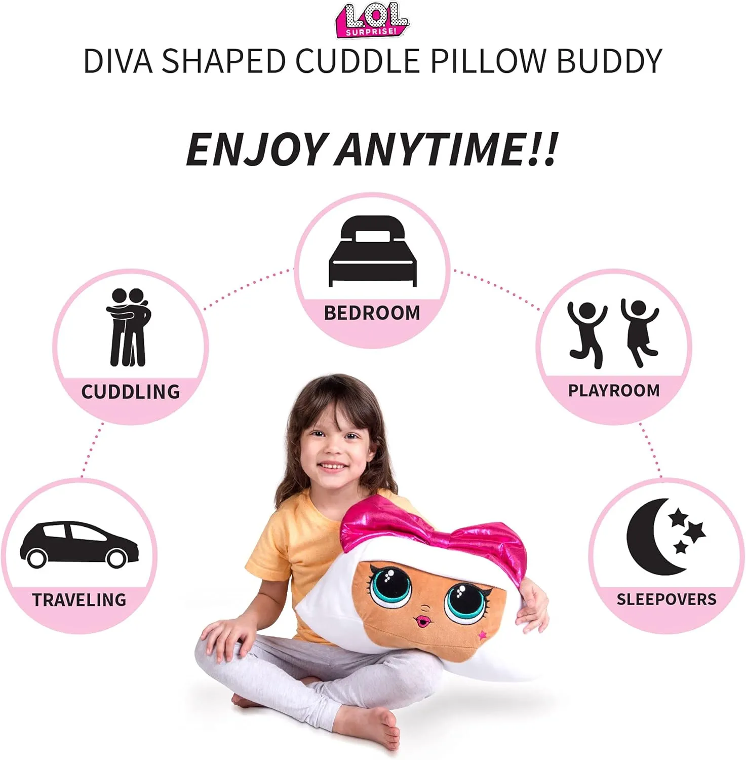 Bedding Soft Plush Cuddle Pillow Buddy, One allergy arboreal sociobiology Size, LOL Surprise Diva Franco Kids 